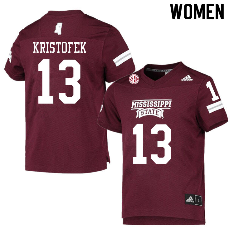 Women #13 Jack Kristofek Mississippi State Bulldogs College Football Jerseys Sale-Maroon - Click Image to Close